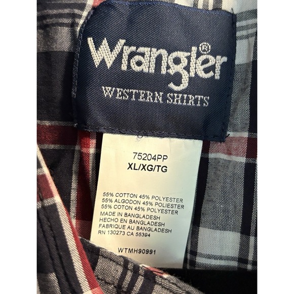 Wrangler Western Pearl Snap Shirt Mens XL Plaid Cowboy Rodeo Short Sleeve - Picture 2 of 3